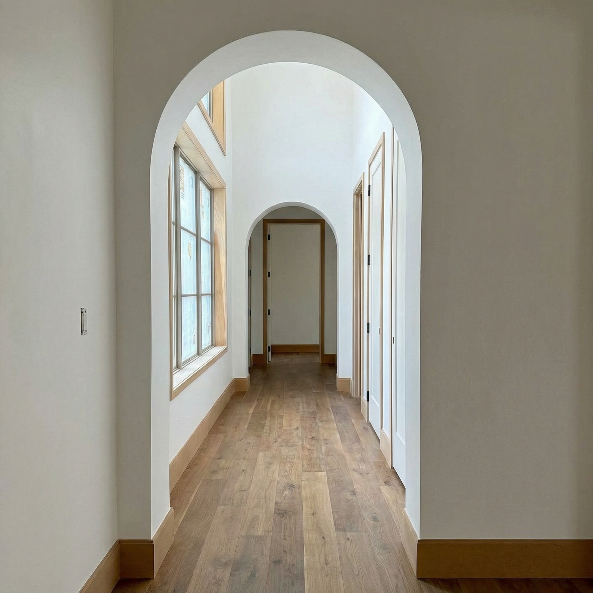 2627 Tangley Street Houston, TX 77005 - Photo 7 of 14 a view of a hallway with wooden floor and a fireplace