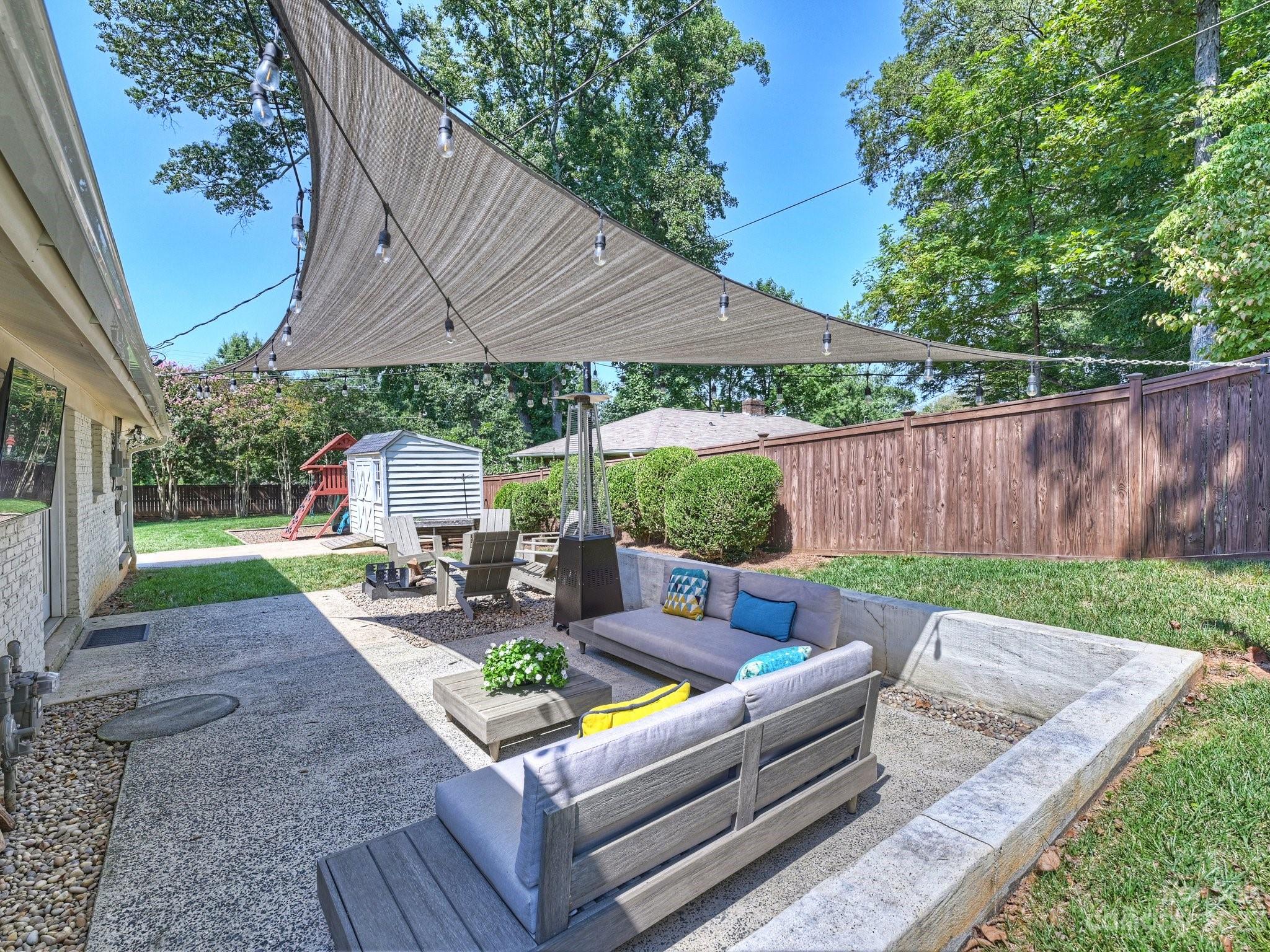 101 Scofield Road Charlotte, NC 28209 - Photo 21 of 26 a view of a patio with table and chairs under an umbrella