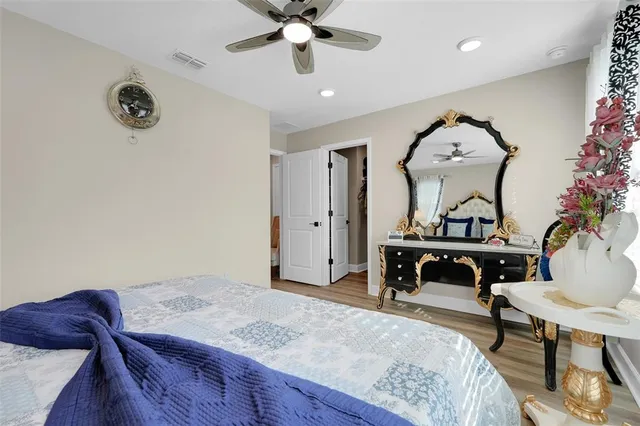 an aerial view of a house with garden