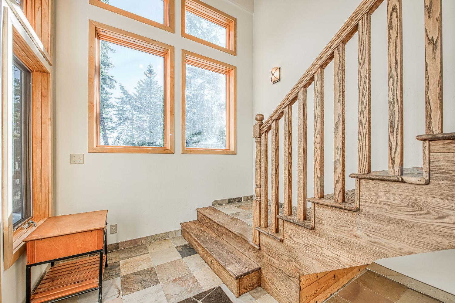 55578 Cordwood Road Shaver Lake, CA 93664 - Photo 16 of 59 a view of an entryway with wooden floor and door