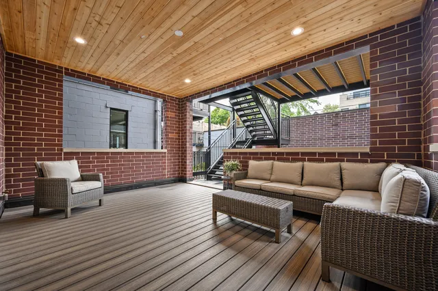 a outdoor living space with furniture