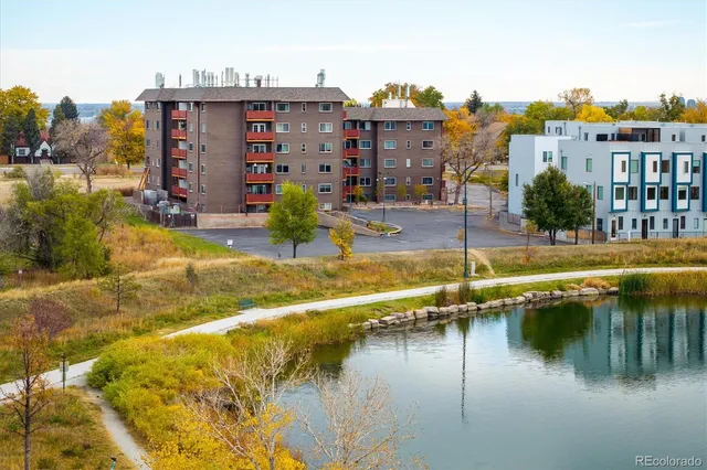 a view of a lake with a house