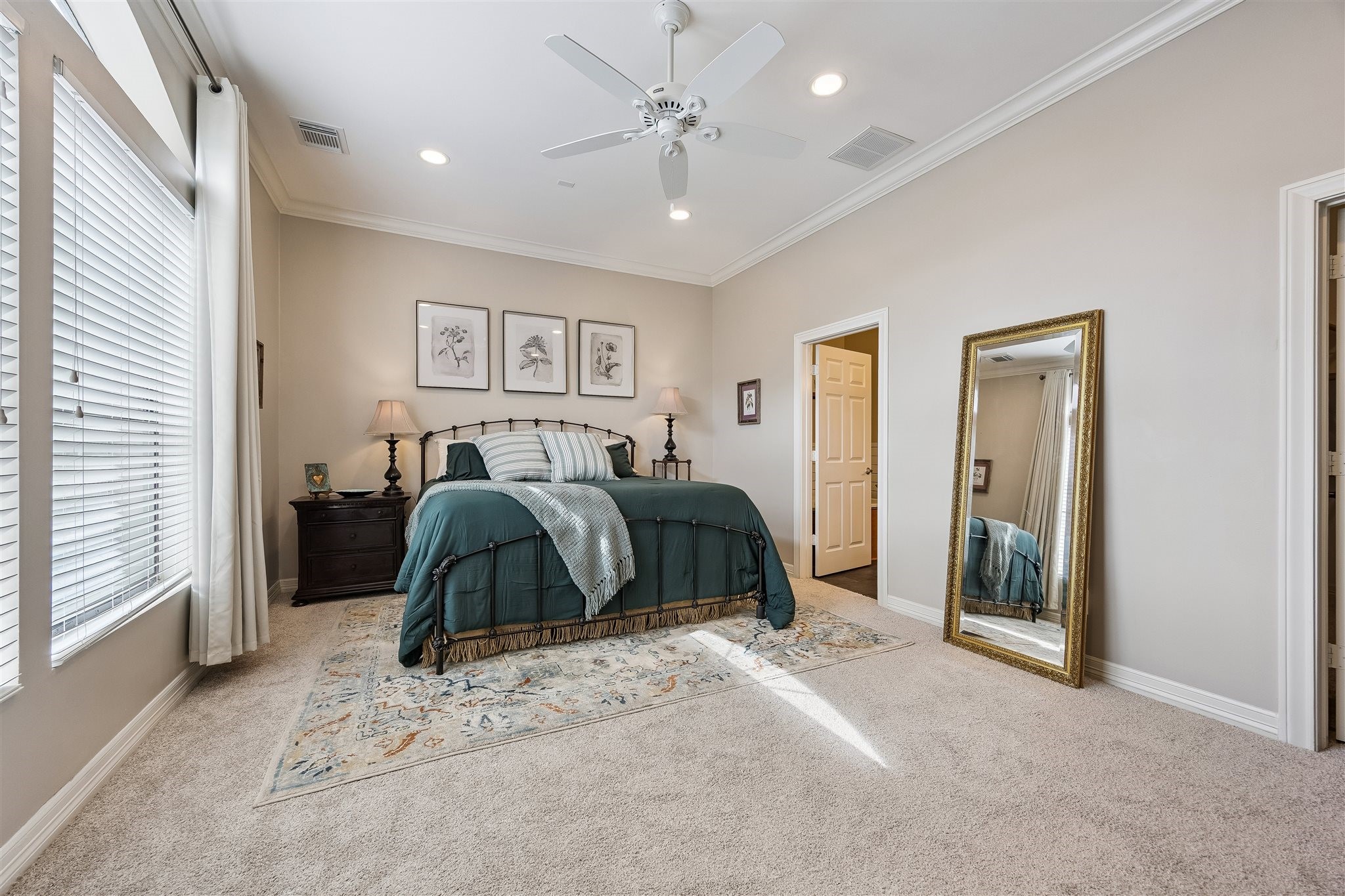 1514 Campbell Road, Unit B Houston, TX 77055 - Photo 15 of 31 Generous sized primary suite tucked off by itself on the second floor. June, 2026 carpet.