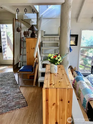 a living room with furniture