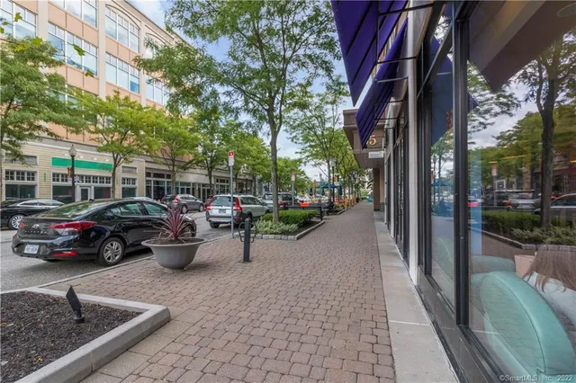a view of street with patio