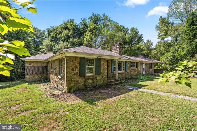a view of a house with backyard and a tree