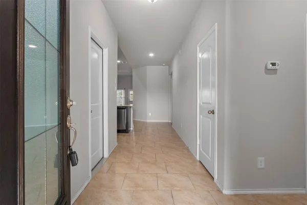 a view of a hallway with a elevator