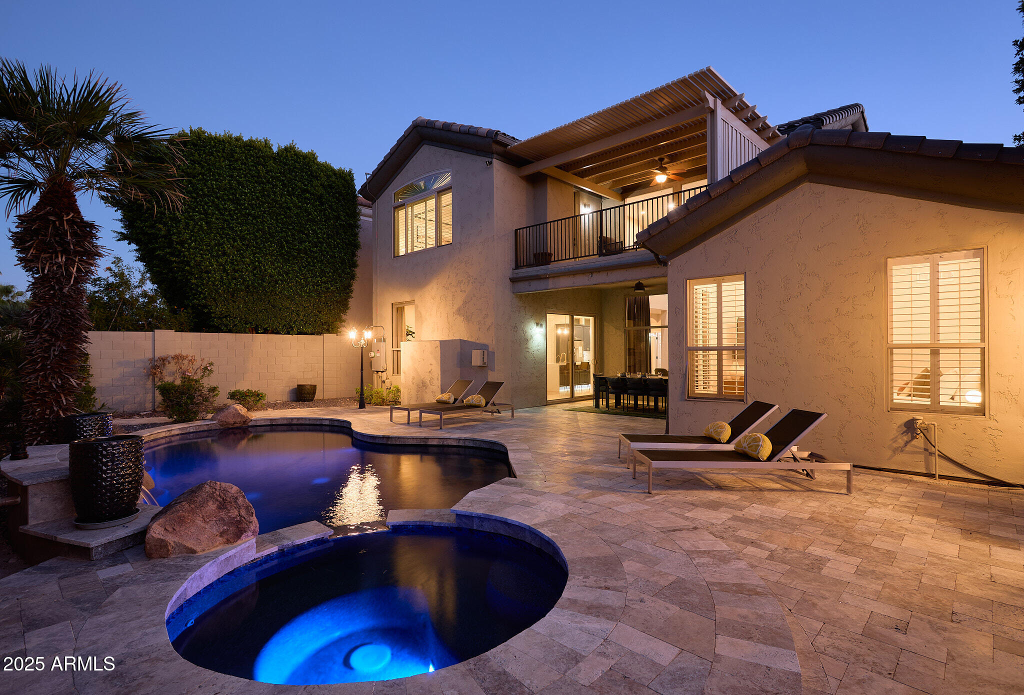 a view of a kitchen with swimming pool and furniture