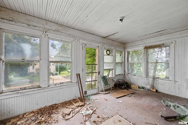 a living room with a large window