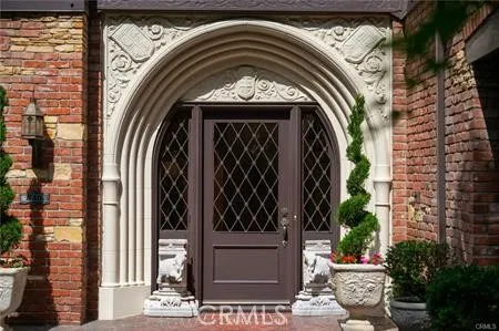 a view of building with glass door and door