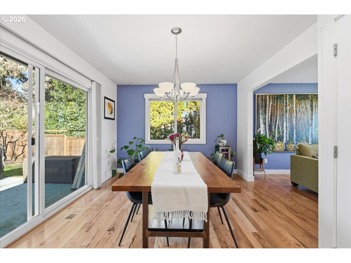 10339 Southwest 40th Avenue Portland, OR 97219 - Photo 9 of 37 a dining room with furniture a chandelier and wooden floor