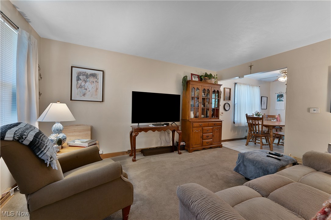 9925 Struthers Road New Middletown, OH 44442 - Photo 4 of 12 Living area featuring light carpet and baseboards