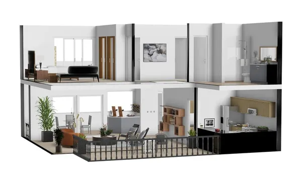 a black and white photo of a living room