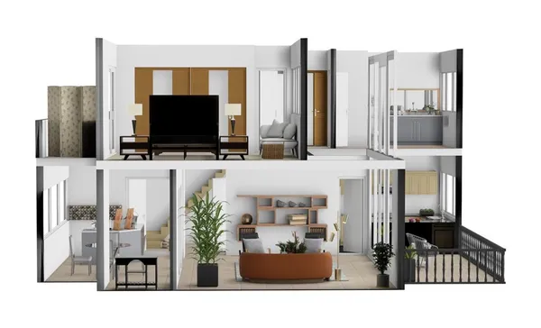 a living room with furniture and a flat screen tv