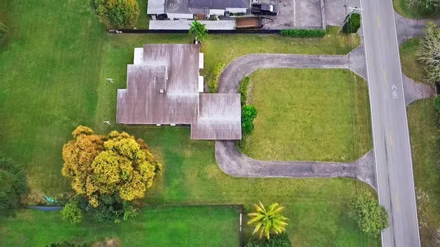 an aerial view of a house having outdoor space