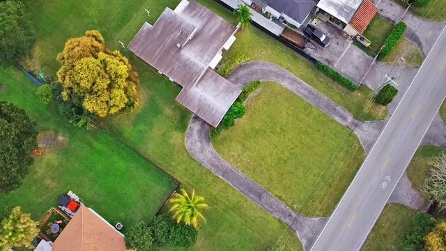 an aerial view of a house