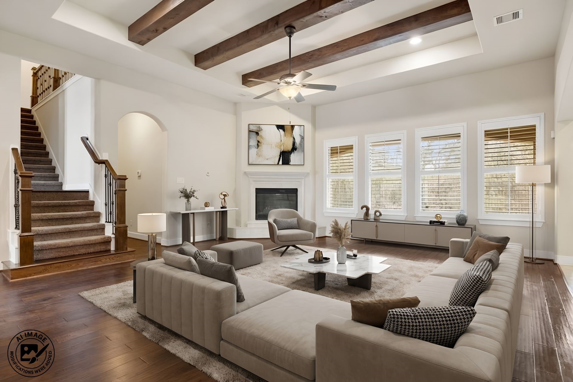 6515 Fraser Point Spring, TX 77379 - Photo 4 of 39 a living room with furniture fireplace and a large window