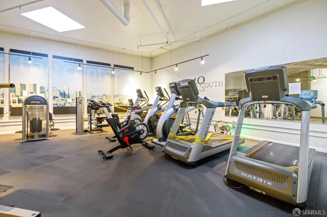 a view of a room with gym equipment