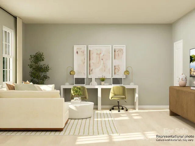 a living room with a couch and a table