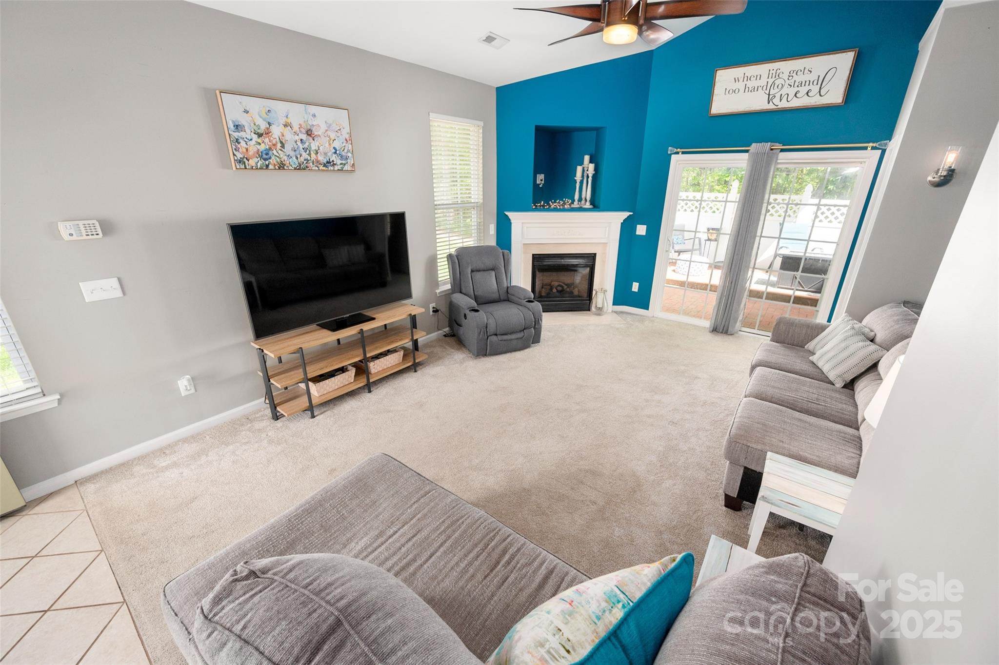 969 Copperstone Lane Fort Mill, SC 29708 - Photo 14 of 36 a living room with furniture a flat screen tv and a fireplace