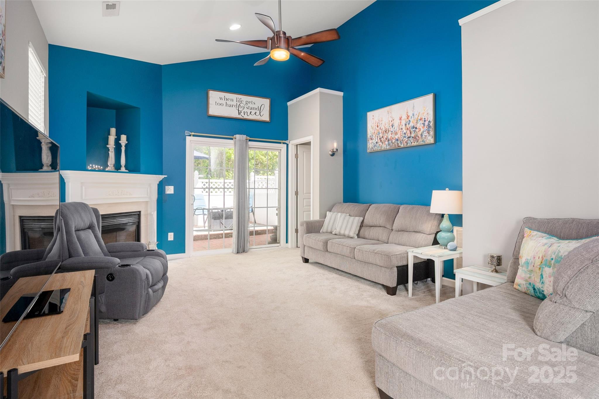 969 Copperstone Lane Fort Mill, SC 29708 - Photo 16 of 36 a living room with furniture a fireplace and a flat screen tv