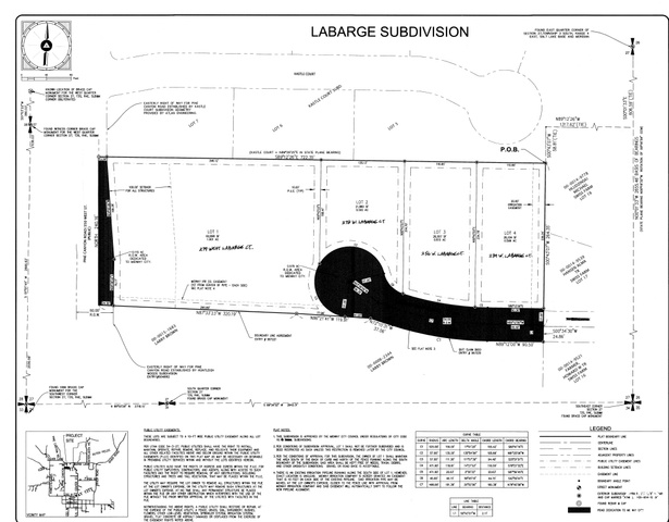 256 West Labarge Court, Unit 3 Midway, UT 84049 - Photo 3 of 3 Subdivision Plat. Illustrating the layout of lots, public easements, and property boundaries within the LaBarge Subdivision