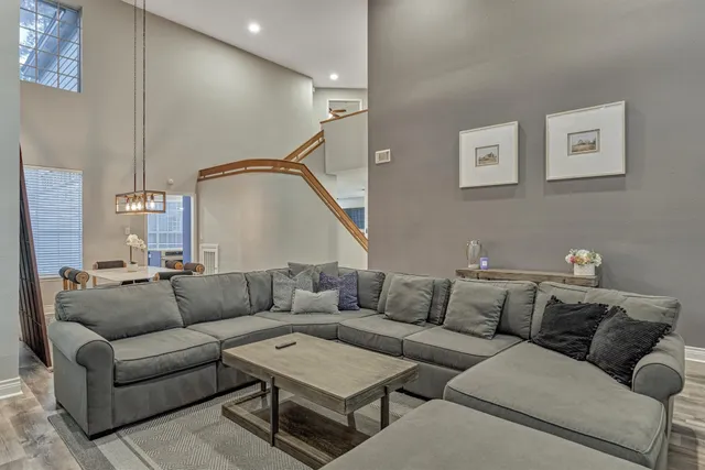 a living room with furniture and a couch