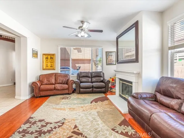 a living room with furniture or couch and a fireplace