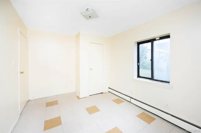 a view of a room with a window