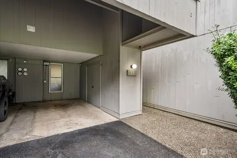 an empty room with fan