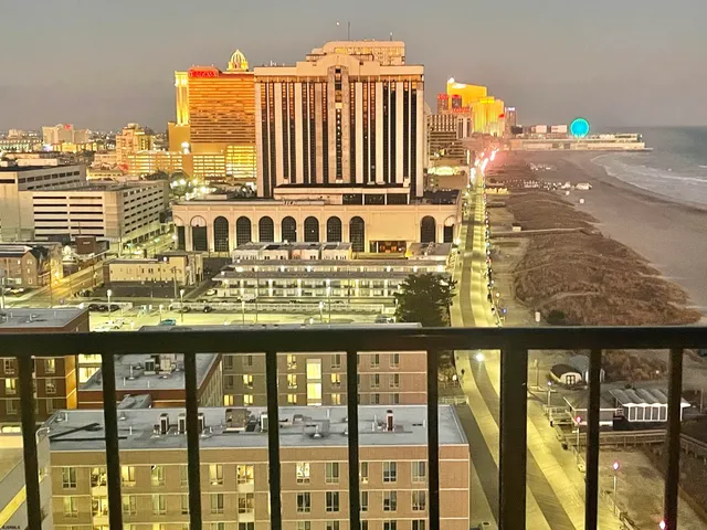 a view of a balcony with city view