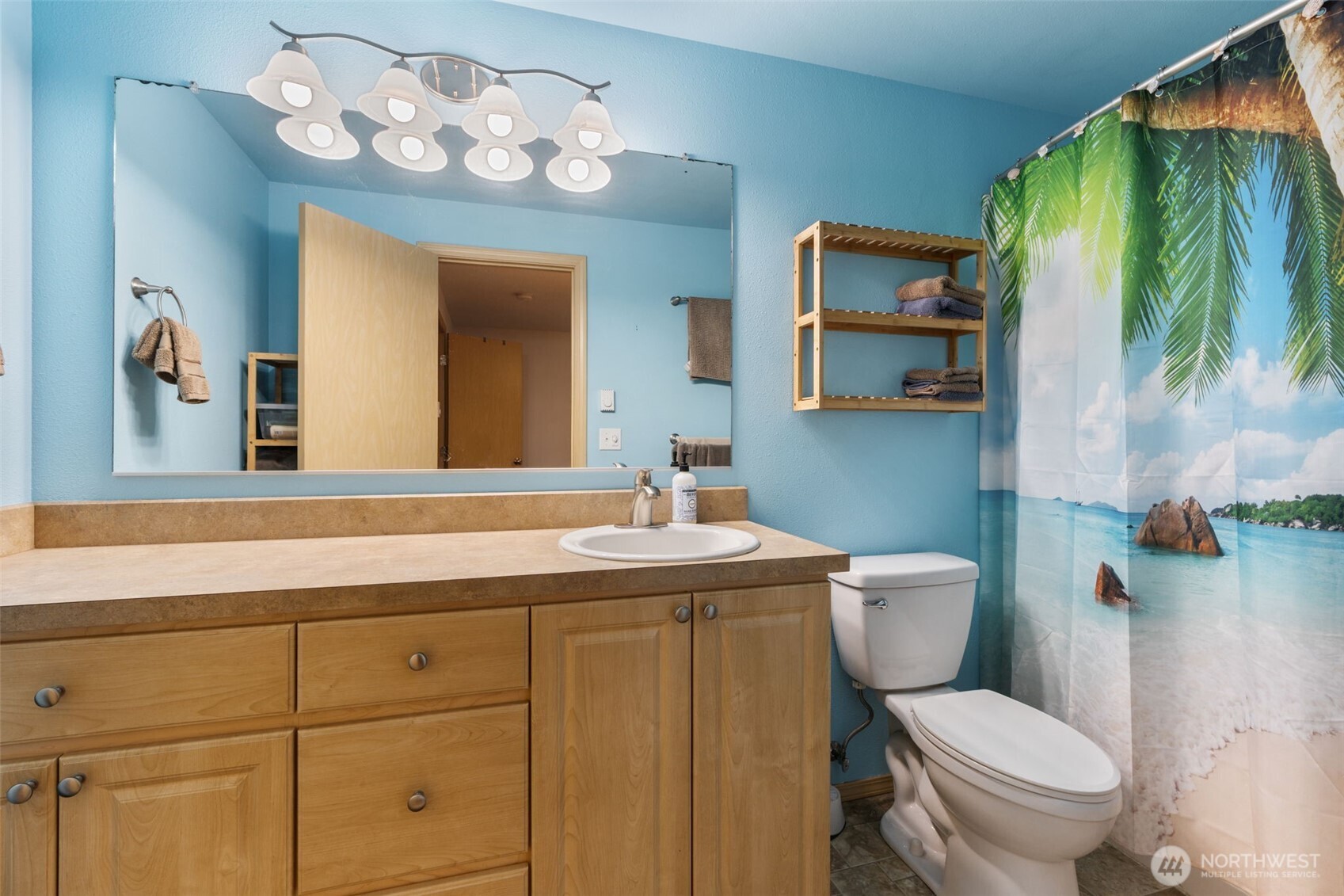 6321 199th Loop Southwest Rochester, WA 98579 - Photo 22 of 38 a bathroom with a sink a mirror and a toilet