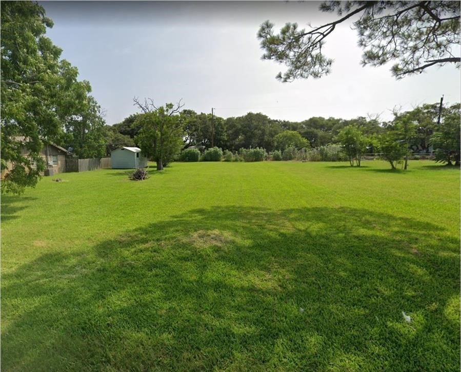 a view of a green field with clear sky