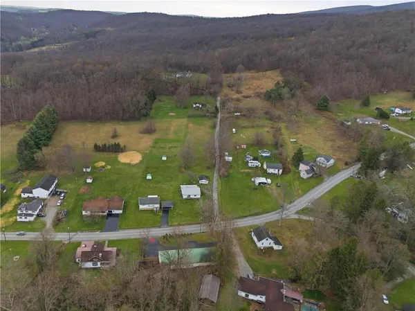 an aerial view of a house