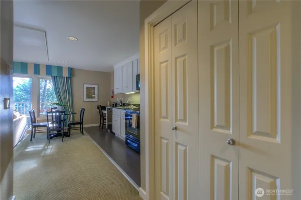 a living room with furniture and a gate