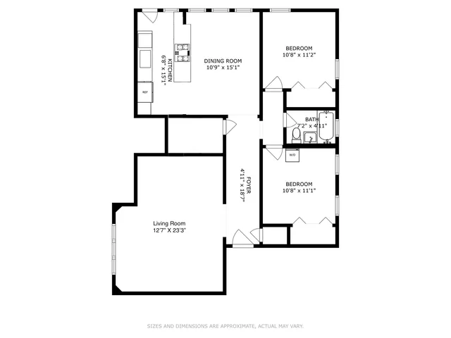 a picture of a bench in front of a door