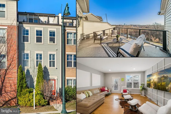 a view of a patio with couches chairs potted plants and floor to ceiling window