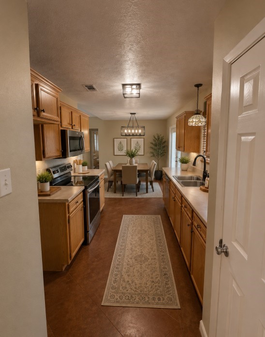 2376 Highway 61 Devers, TX 77538 - Photo 6 of 17 a large kitchen with a stove a sink dishwasher and a refrigerator with wooden floor