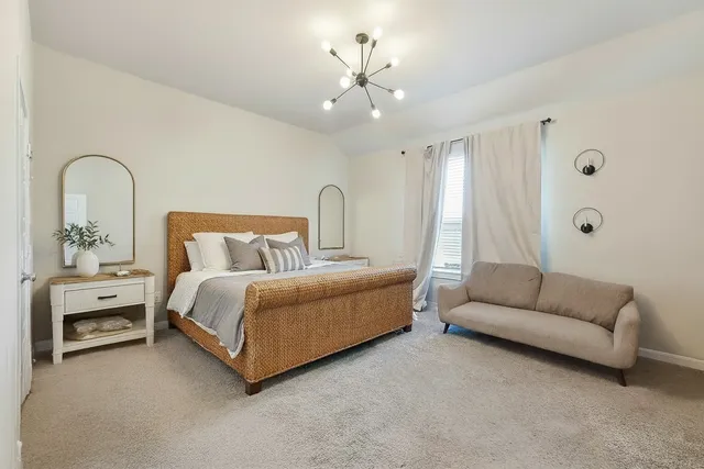 a bed room with a bed and a couch