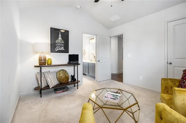 a living room with furniture