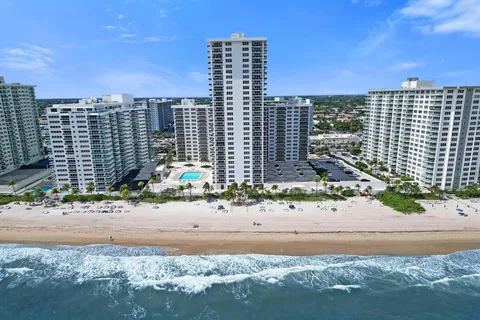 a view of a city with tall buildings