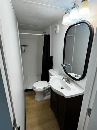 a view of a room with a bench