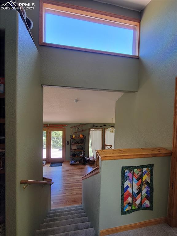 33348 Persistence Avenue Pine, CO 80470 - Photo 19 of 39 a view of dining room with wooden floor and a floor to ceiling window