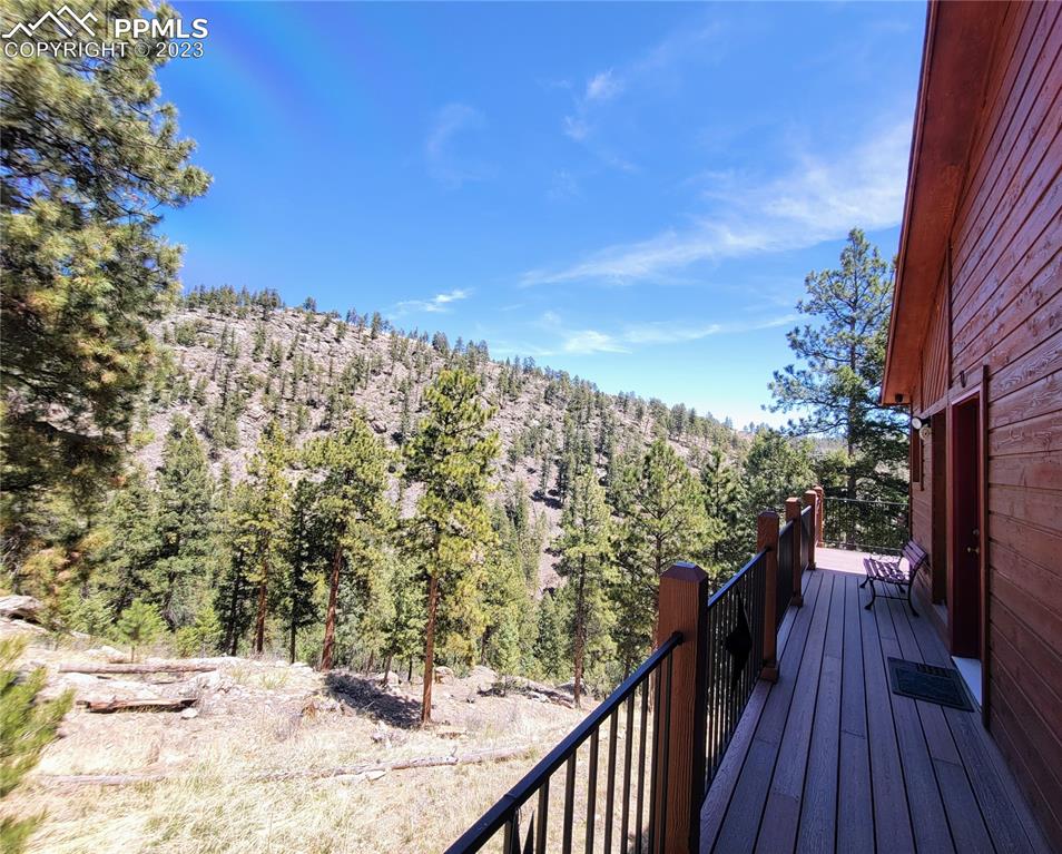 33348 Persistence Avenue Pine, CO 80470 - Photo 3 of 39 a view of a balcony with wooden floor and fence