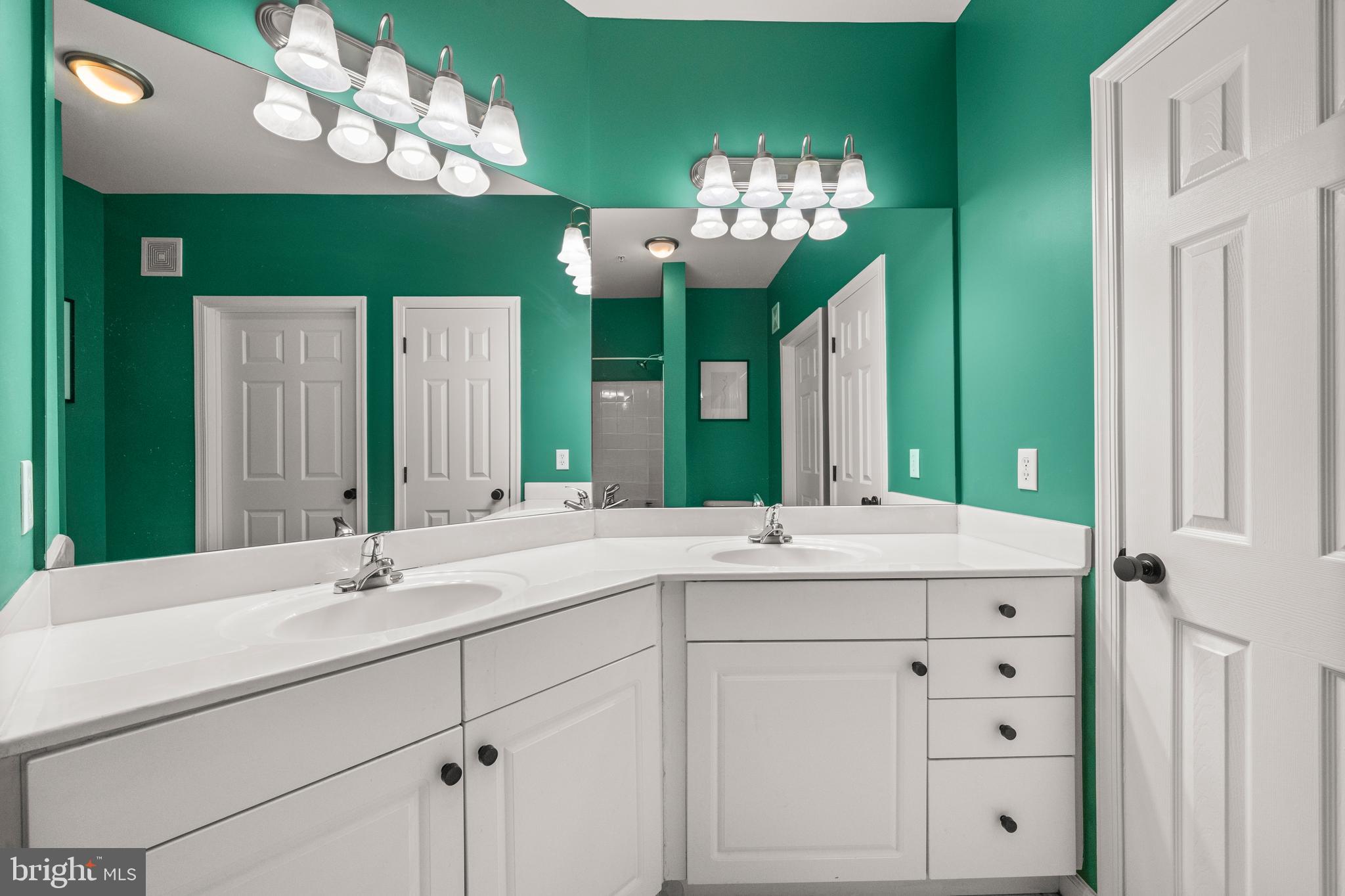 8 Granite Place, Unit 266 Gaithersburg, MD 20878 - Photo 17 of 36 a bathroom with a sink mirror and a chandelier