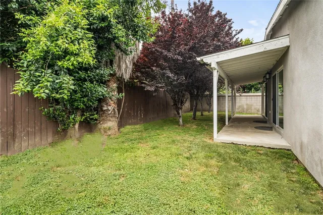 a view of a porch with a backyard