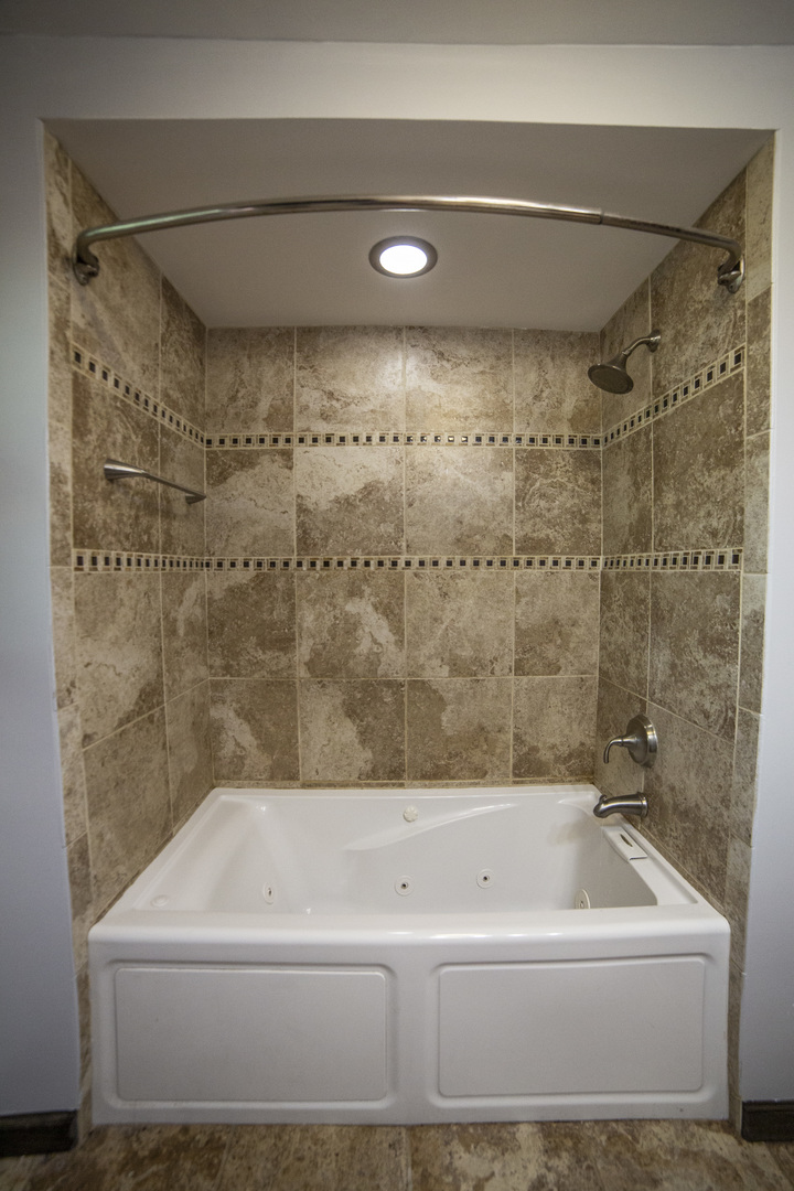 1222 Hickory Road Homewood, IL 60430 - Photo 17 of 29 a bathroom with a bathtub and a shower