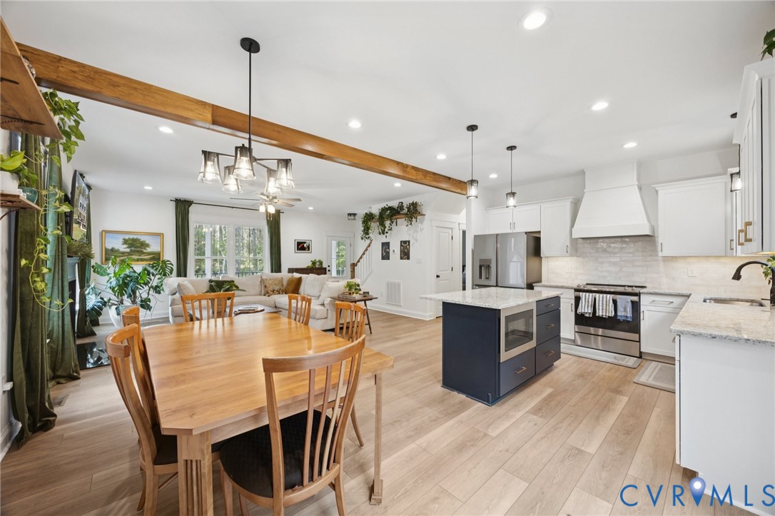 15290 Dunn Road Montpelier, VA 23192 - Photo 5 of 32 Dining area with beam ceiling, recessed lighting,