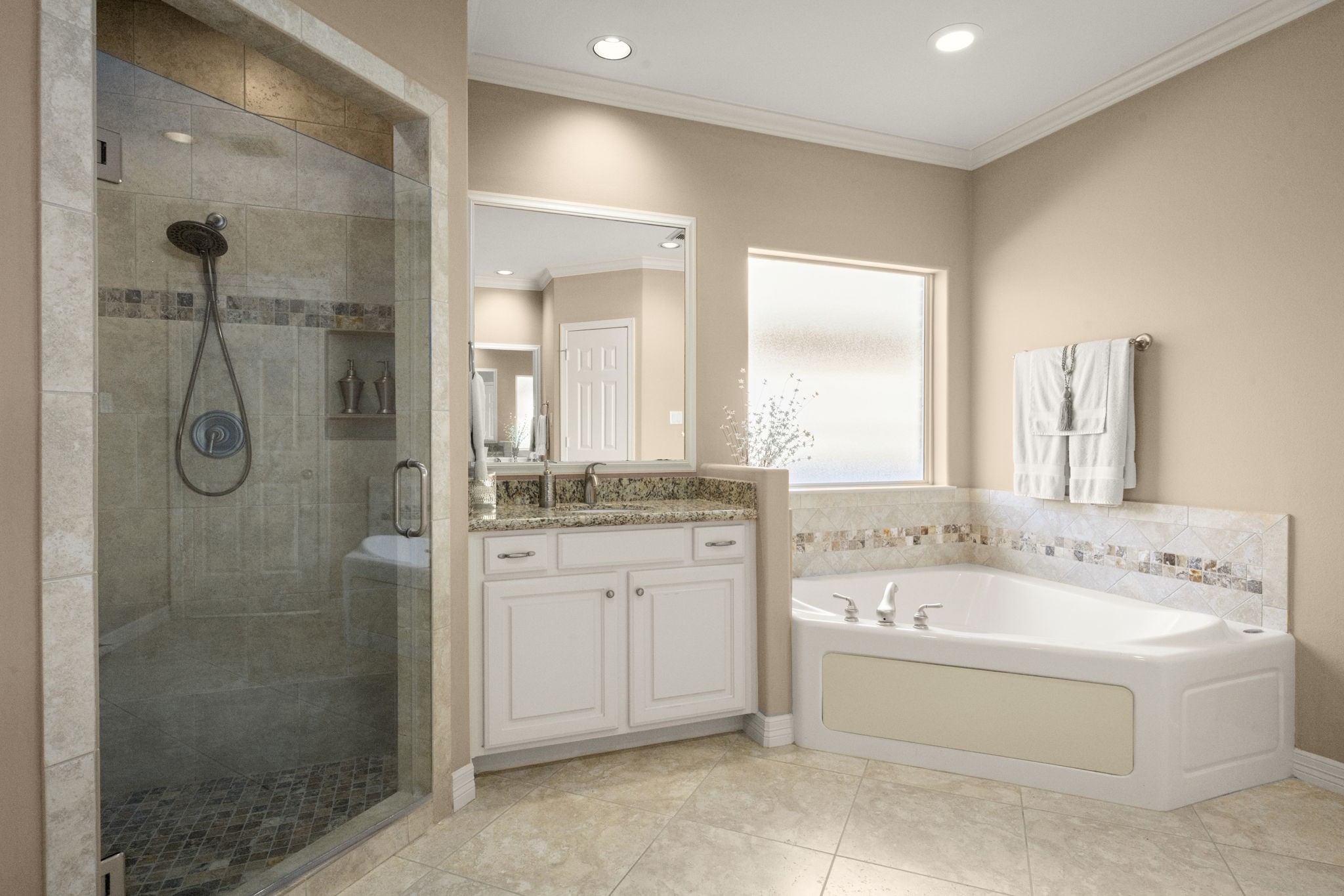 25051 Bow Wood Court Spring, TX 77389 - Photo 15 of 22 a bathroom with a tub sink shower and mirror