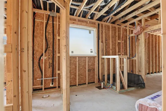 an entryway with wooden walls